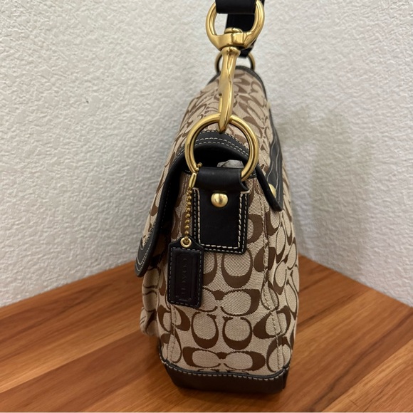 Vintage Y2K COACH F12857 Legacy Brown Signature Turnlock Large Hobo Shoulder Bag - Picture 2 of 16